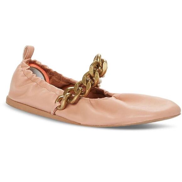 Stella McCartney Falabella Faux Leather Pink Chain Ballet Flats 38.5 - Picture 3 of 10